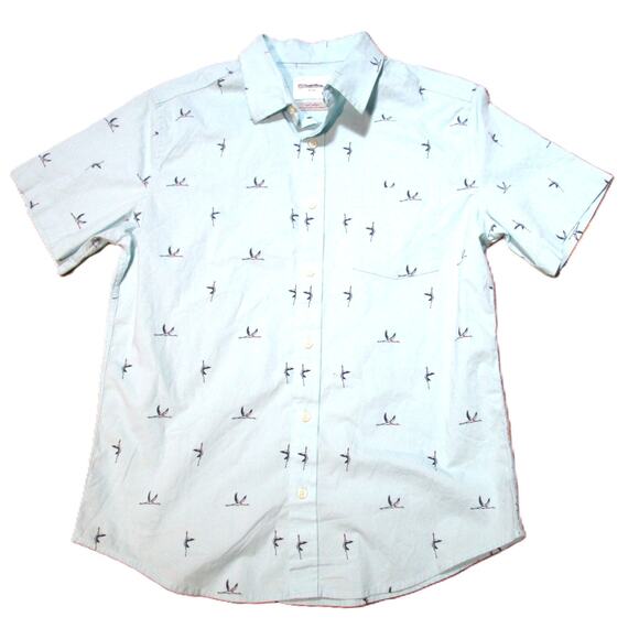 Goodfellow & Co. Men's Shirt Blue with Cranes Print Slim Fit Cotton Size Medium - Picture 1 of 5